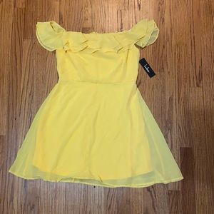 Lulus Yellow Ruffle Off The Shoulder Dress